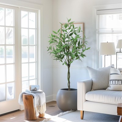 Artificial Eucalyptus Tree, 4ft-6ft Tall Faux Eucalyptus Stems Fake Plants with Realistic Silk Leaves