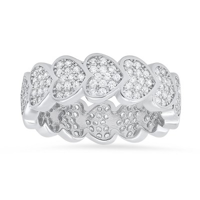 Sterling Silver CZ Heart Eternity Band Ring