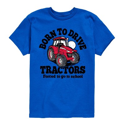 Boys' - Instant Message - Born To Drive Tractors Forced To Go To School Short Sleeve Graphic T-Shirt
