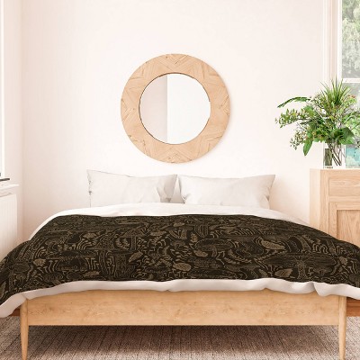 Deny Designs 3pc King Iveta Abolina Mushrooms Dark Brown Duvet Cover Bedding Set
