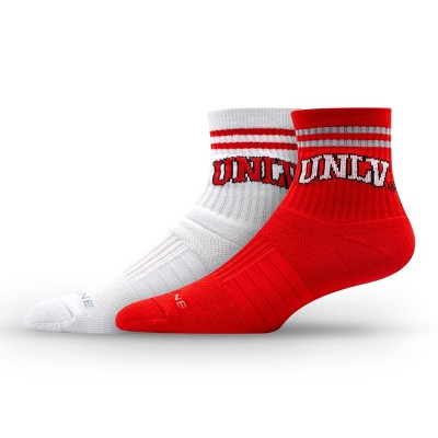 NCAA UNLV Rebels 2pk Socks: Crew Height, Cushioned Heel & Toe, Midweight Fabric