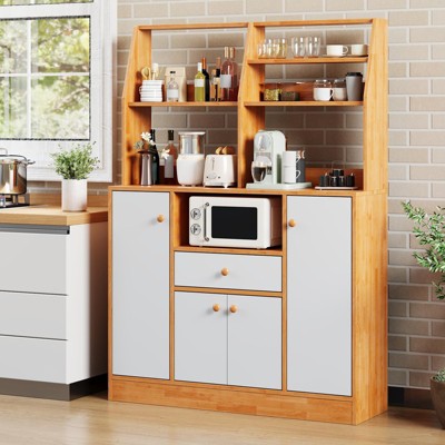 Kitchen Pantry Cabinet with Drawers, Large Wood Sideboard Buffet Cabinets with Doors, Adjustable Shelf & Storage Rack, Freestanding Cupboard