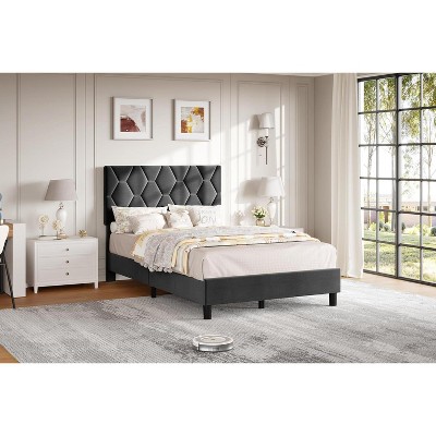 Upholstered Bed Frame with Adjustable Headboard - Sturdy Wood Slat Support, Noise Free, No Box Spring Needed