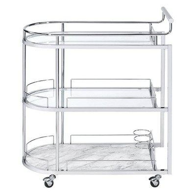 Acme Furniture Inyo Bar Serving Cart Clear Glass/Chrome Finish