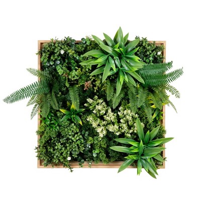 Nearly Natural 20"x20" UV Resistant Queensland Rainforest Artificial Living Wall Art Panel Green