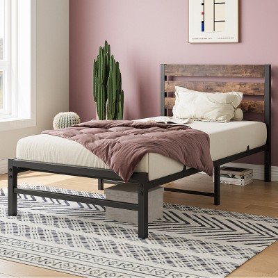 Platform Bed Frame Modern Industrial with Under Bed Storage for Bedroom 39.4in Wide - 3irtyhousy