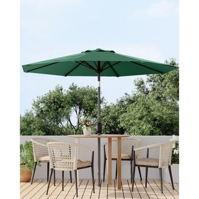 10ft Patio Umbrella, Table Umbrella Outdoor Patio with Crank Lift & Push Button Tilt, 8 Sturdy Ribs for Yard, Deck, Pool