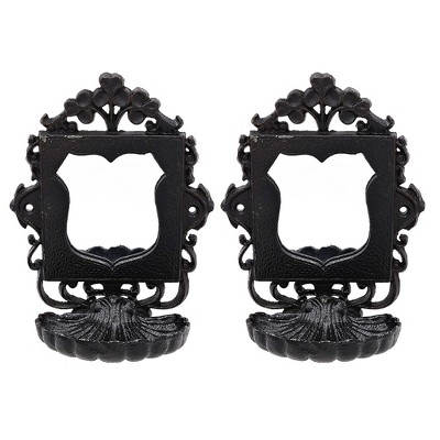 Dexmalle 2 Piece Black Cast Iron Soap Dishes with Mirror