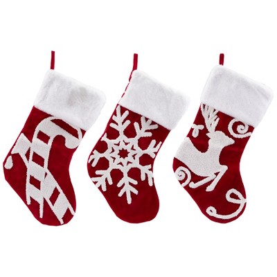 Northlight Reindeer and Snowflake Embroidered Christmas Stockings - 20" - Set of 3
