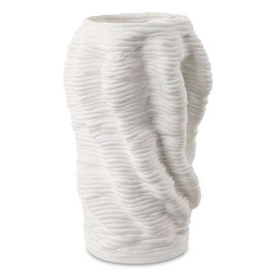 Uttermost 18151 Stratified Matte White Vase with Layered Organic Ring Design