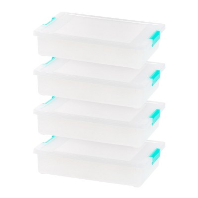 IRIS USA Clear Plastic Storage Bins with Lids, Organizing Container for Paper and Craft, Stackable