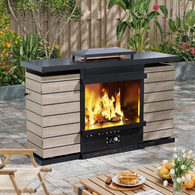 UPTION 5000 BTU Modern Outdoor Steel Gas Fireplace