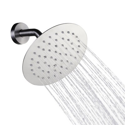 WOWOW 1-Spray Patterns with 1.8 GPM 8 in. Wall Mount Rain Fixed Shower Head in Brushed Nickel