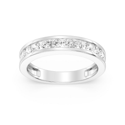 GILDED 1, 1/2, 1/4, 1/10 Carat Total Weight Lab Grown Diamond Eternity Stackable Rings in 925 Sterling Silver, Size 7