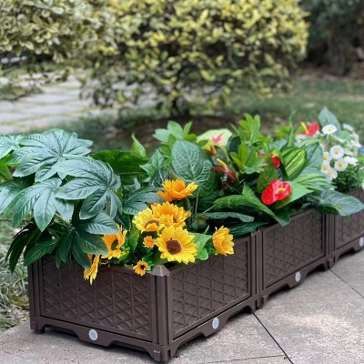 Raised Garden Bed, Plastic Planter Box, Polypropylene Material, Indoor and Outdoor Use, With Drainage Tray - Coolbibila