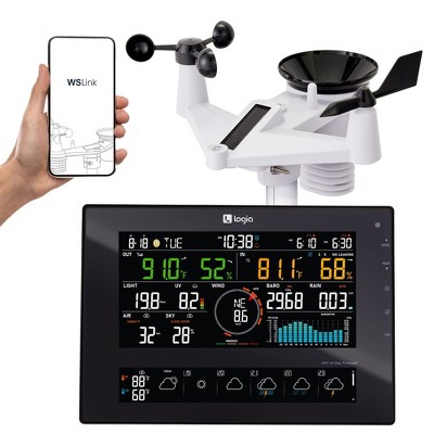 Logia 7-in-1 WiFi Wireless Weather Station with 10-Day Forecast, Solar & Large 8" LED Display