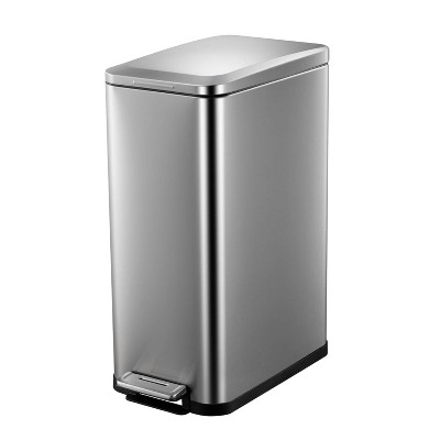 13.2 Gallon Kitchen Trash Can, Slim Stainless Steel Garbage Can with Removable Inner Bucket & Soft-Close Lid, Fingerprint-Proof, for Narrow Space