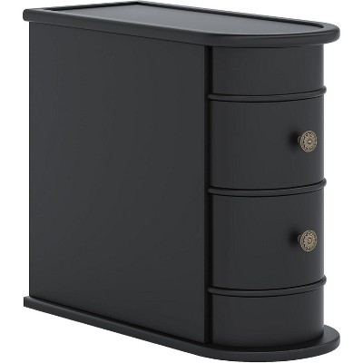 Tribesigns Solid Wood End Table, 2-drawer Side Table, Slim Chairside Table, Narrow Nightstand, No Assembly Required