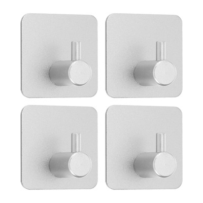 Unique Bargains Aluminum Self-Adhesive Rust-proof Bathroom Kitchen Towel Hooks 4 Pcs
