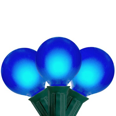 Northlight G50 Globe Satin Finish Indoor Outdoor Patio Lights - Blue - 13.75' Green Wire - 15ct