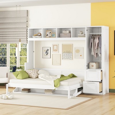 Queen Size Murphy Bed with Closet and Drawers