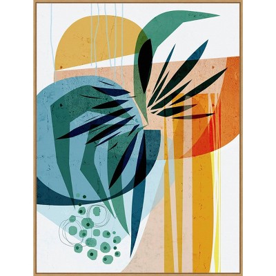 32" x 42" Summer Tropics by Ishita Banerjee Framed Canvas Wall Art Print - Amanti Art: Modern Lithograph, Polystyrene Frame