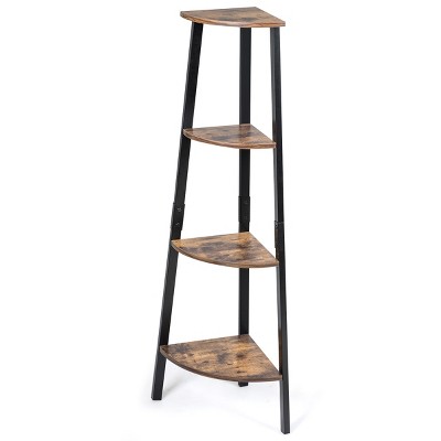 Tangkula 4-Tier Corner Ladder Shelf Industrial Metal Storage Rack Bookcase Display