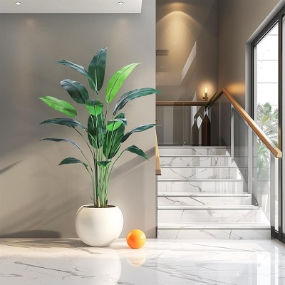 Whizmax Artificial Bird of Paradise Plant 6FT Fake Palm Tree, for Decor Faux Plants for Home Office with 17 Trunks Faux Leaves