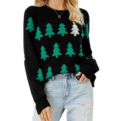 Coolmee Women's Ugly Christmas Sweaters Soft Acrylic Blend Cute Fuzzy Funny Wintertime Holiday Parties Knitted Pullover Sweaters