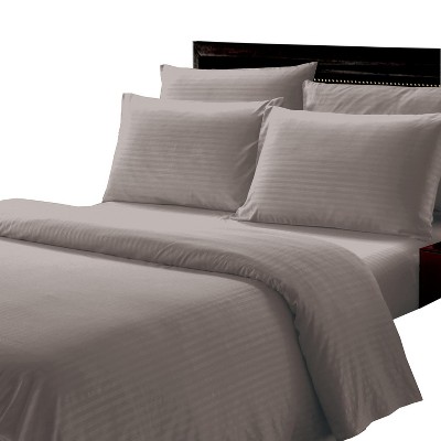 Plazatex Luxurious Wrinkle Resistant 100% Polyester Dobby Ultra Soft Stripe All Season Bed Sheet Set Charcoal