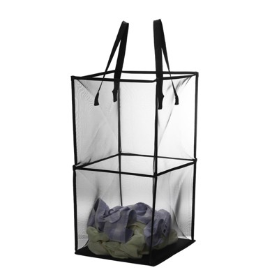 Unique Bargains Nylon Mesh Portable Reinforced Handles Laundry Hamper