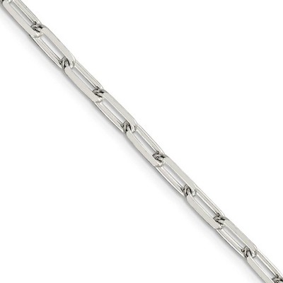 Black Bow Jewelry 4.25mm Sterling Silver Solid Elongated Open Cable Chain Necklace