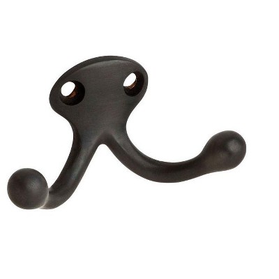 Ives Small Oil Rubbed Bronze Brass 1-3/16 in. L Double Garment Hook 35 lb  - Case of 1
