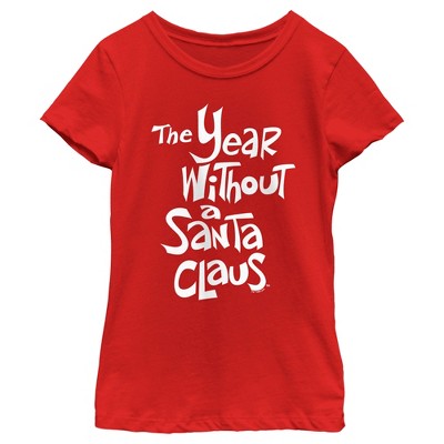 Girl's The Year Without a Santa Claus White Logo Stack T-Shirt