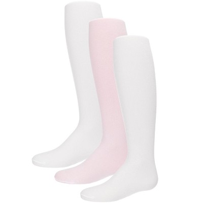 Memoi Infant Girl's Solid Nylon Opaque Basic Non-Binding Tights 3 Pack