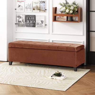 Sapphtopaz Velvet Storage Ottoman Bench, Button-Tufted Lift-Top Ottoman Foot Rest, Upholstered Bedroom Bench, Entryway Padded Footstool
