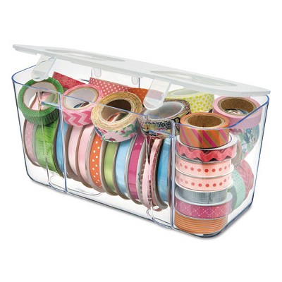 Deflecto Stackable Caddy Organizer, Medium, Clear, 8.8" x 4" x 4.38"