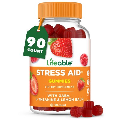 Lifeable - Stress Aid - with Gaba, L-Theanine & Lemon Balm - Adult - 90 Gummies