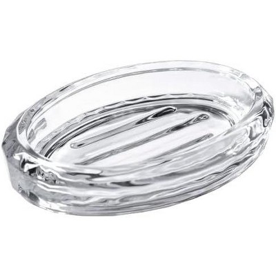 Aoibox Oval Glass Soap Dish for Bathroom Countertop, Shower, Kitchen Sink, Heavy Bar Soap Holder with Raised Ridges, Transparent