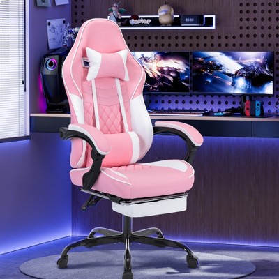 GDFStudio Albert Technology Leather Upholstery Reclining Swivel Gamer Chairs with Footrest and Lumbar Support Headrest