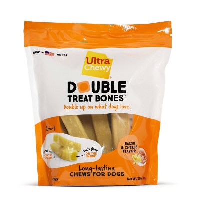 Ultra Chewy Dog Treat Double Bones Bacon and Cheese Flavor Dog Treats