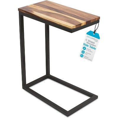 BirdRock Home Acacia Wood TV Tray C Shaped Side Table