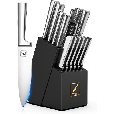 Knife Set-15PCS Kitchen Knife Set Japenese High Carbon Stainless Steel Knives Set, Dishwasher Safe Knife Block Set, Black