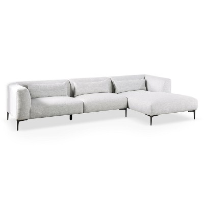 HOMES: Inside + Out Plumeria L Shaped Sectional Right Chaise with Feather Blend Cushions Light Gray