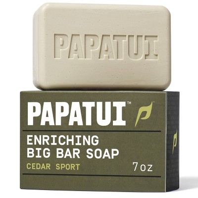 Papatui Men's Exfoliating and Hydrating  Sulfate-Free Mango Butter, Avocado Oil and Ceramides Bar Soap - Cedar Sport - 7oz