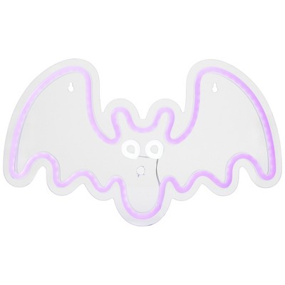 Northlight LED Bat Neon Lighted Halloween Wall or Window Decoration - 15" - Purple