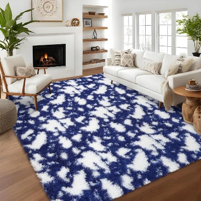 GustoWave Indoor Modern Abstract Rug for Hallways Living Room Patio Decor, Blue