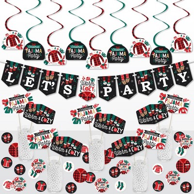 Big Dot of Happiness Christmas Pajamas - Holiday Plaid PJ Party Supplies Decoration Kit - Decor Galore Party Pack - 51 Pieces