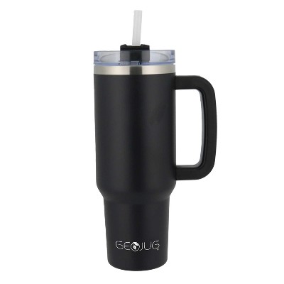 Brentwood 40-Oz. Insulated Stainless Steel Tumbler Cup with Handle, Lid, and Straw, Black