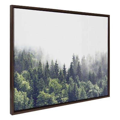 Kate and Laurel Sylvie Lush Green Forest On A Foggy Day Framed Canvas by The Creative Bunch Studio